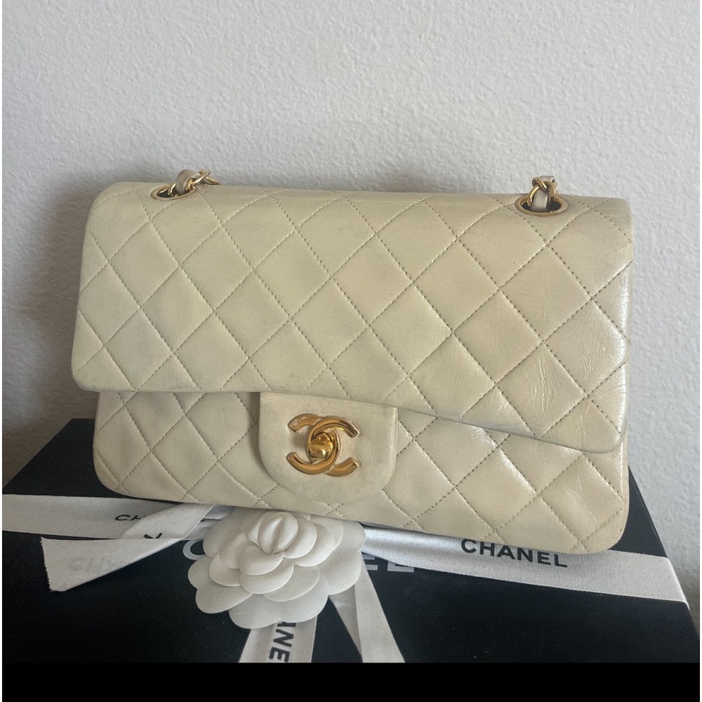 Authentic Chanel Neutral Medium Double Flap Bag